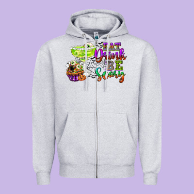 Eat Drink And Be Scary Zipper Hoodie Designed By Cowgirlartshop