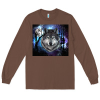 Chestnut wolf and full moon Long Sleeve Tee - RanaPortraitStore