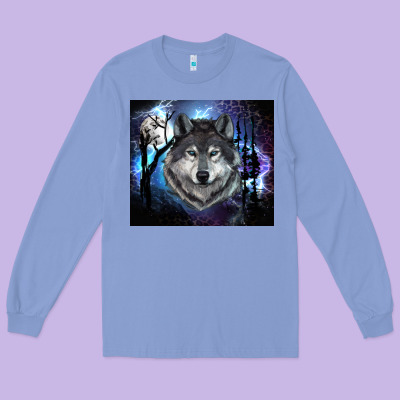 Wolf And Full Moon Long Sleeve Tee Designed By Ranaportraitstore