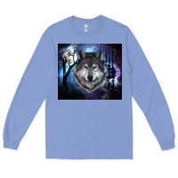 Colony Blue wolf and full moon Long Sleeve Tee - RanaPortraitStore
