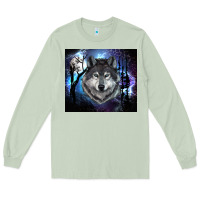 Matcha wolf and full moon Long Sleeve Tee - RanaPortraitStore