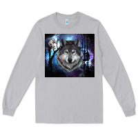 Moon Dust wolf and full moon Long Sleeve Tee - RanaPortraitStore