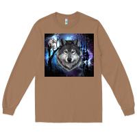 Toasted Coconut wolf and full moon Long Sleeve Tee - RanaPortraitStore