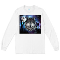 White wolf and full moon Long Sleeve Tee - RanaPortraitStore