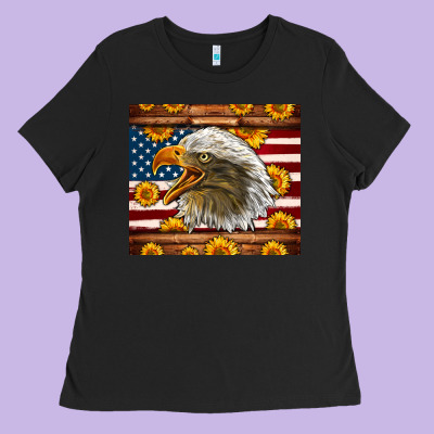 American Flag Eagle Ladies Tee Designed By Lillyallendesigns
