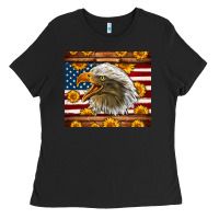 Black American Flag Eagle Ladies Tee - LillyAllenDesigns