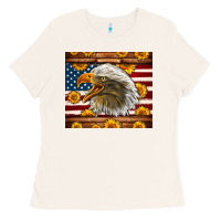 Bone American Flag Eagle Ladies Tee - LillyAllenDesigns