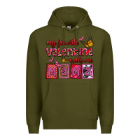 Army Green my favorite valentine calls me mama Premium Hoodie - OliviaCreatesArt