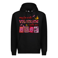 Black my favorite valentine calls me mama Premium Hoodie - OliviaCreatesArt