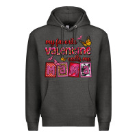 Charcoal Heather my favorite valentine calls me mama Premium Hoodie - OliviaCreatesArt