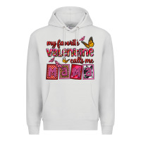 Dove Grey my favorite valentine calls me mama Premium Hoodie - OliviaCreatesArt
