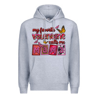 Heather Grey my favorite valentine calls me mama Premium Hoodie - OliviaCreatesArt