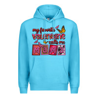 Ocean Blue my favorite valentine calls me mama Premium Hoodie - OliviaCreatesArt