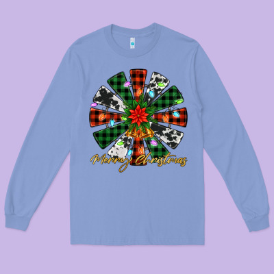 Merry Christmas Windmill Long Sleeve Tee Designed By Jasminsmagicworld