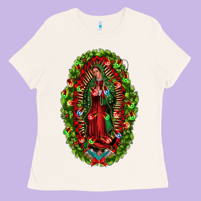 Our Lady Of Guadalupe Christmas Ladies Tee Designed By Jasminsmagicworld