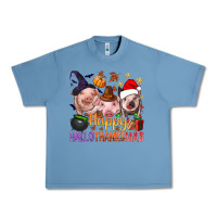 Pebble Blue Happy Hallothanksmas Pigs Urban Heavy Tee - BundleAndBundleShop