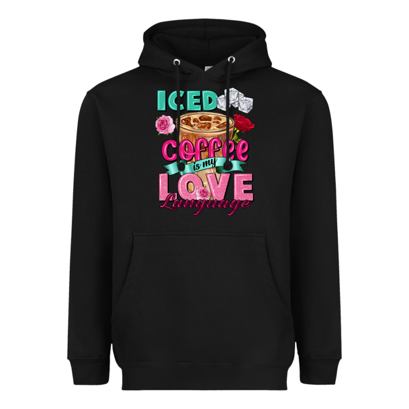 Iced Coffee Is My Love Language Valentine's Day Heavyweight Hoodie by FaDigitalArtStudio | Teevron