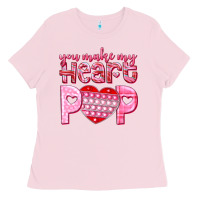 Bubblegum Pink you make my heart pop Ladies Tee - NancyCooperArtShop