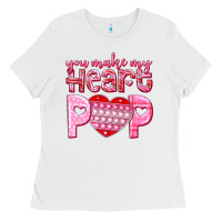 White you make my heart pop Ladies Tee - NancyCooperArtShop
