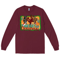 Burgundy merry christmas cactus Long Sleeve Tee - Jasminsmagicworld