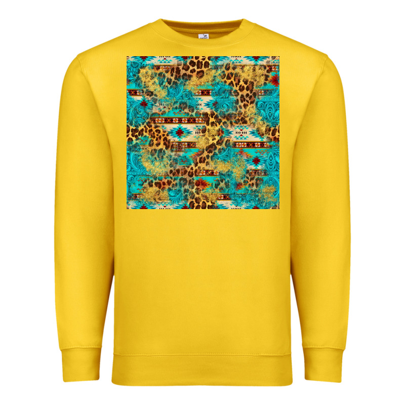 Western Aztec Leopard Glitter Seamless Pattern Premium Sweatshirt by FaDigitalArtStudio | Teevron