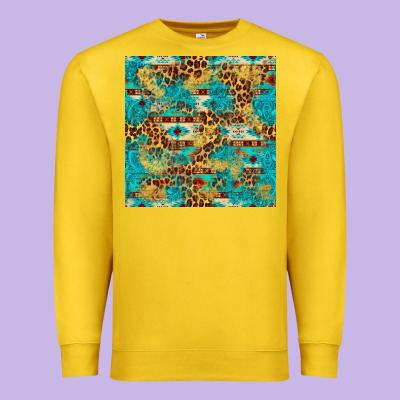 Western Aztec Leopard Glitter Seamless Pattern Premium Sweatshirt Designed By Fadigitalartstudio