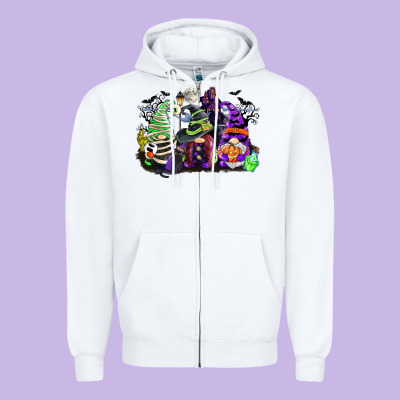 Halloween Gnome Zipper Hoodie Designed By Cowgirlartshop