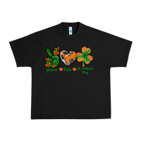 Black Peace Love St.Patrick's Day Urban Heavy Tee - BundleAndBundleShop
