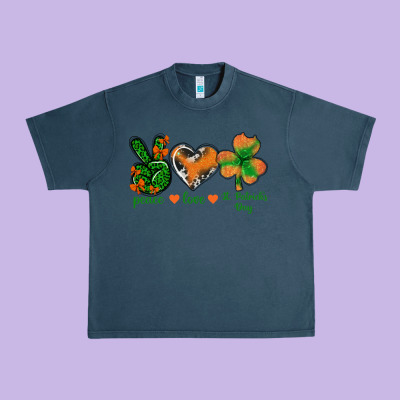 Peace Love St.patrick's Day Urban Heavy Tee Designed By Bundleandbundleshop