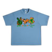Pebble Blue Peace Love St.Patrick's Day Urban Heavy Tee - BundleAndBundleShop