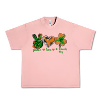 Salmon Peace Love St.Patrick's Day Urban Heavy Tee - BundleAndBundleShop