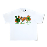 White Peace Love St.Patrick's Day Urban Heavy Tee - BundleAndBundleShop