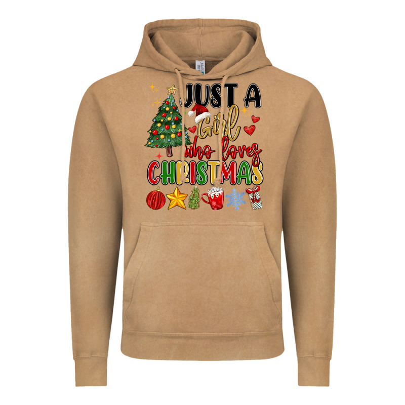 Just A Girl Who Loves Christmas Vintage Hoodie by MaliasSmallBusiness | Teevron