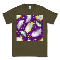 Army Green Mardi Gras Feathers seamless pattern Classic Tee - BundleAndBundleShop
