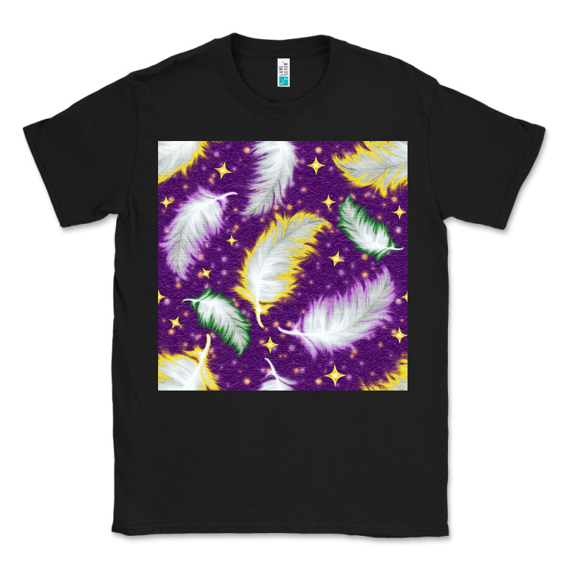 Mardi Gras Feathers Seamless Pattern Classic Tee by BundleAndBundleShop | Teevron