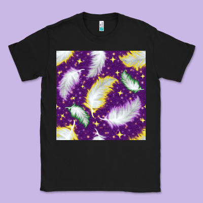 Mardi Gras Feathers Seamless Pattern Classic Tee Designed By Bundleandbundleshop