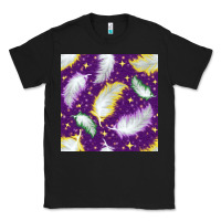 Black Mardi Gras Feathers seamless pattern Classic Tee - BundleAndBundleShop