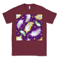 Burgundy Mardi Gras Feathers seamless pattern Classic Tee - BundleAndBundleShop