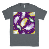 Charcoal Heather Mardi Gras Feathers seamless pattern Classic Tee - BundleAndBundleShop