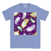 Colony Blue Mardi Gras Feathers seamless pattern Classic Tee - BundleAndBundleShop