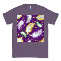 Lavender Mardi Gras Feathers seamless pattern Classic Tee - BundleAndBundleShop