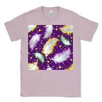 Lilac Mardi Gras Feathers seamless pattern Classic Tee - BundleAndBundleShop