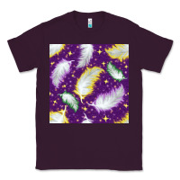 Plum Mardi Gras Feathers seamless pattern Classic Tee - BundleAndBundleShop