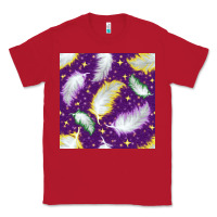 Red Mardi Gras Feathers seamless pattern Classic Tee - BundleAndBundleShop