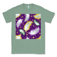 Sage Mardi Gras Feathers seamless pattern Classic Tee - BundleAndBundleShop