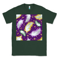 Sports Green Mardi Gras Feathers seamless pattern Classic Tee - BundleAndBundleShop