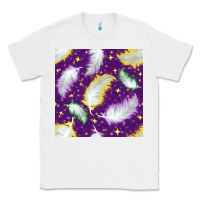 White Mardi Gras Feathers seamless pattern Classic Tee - BundleAndBundleShop