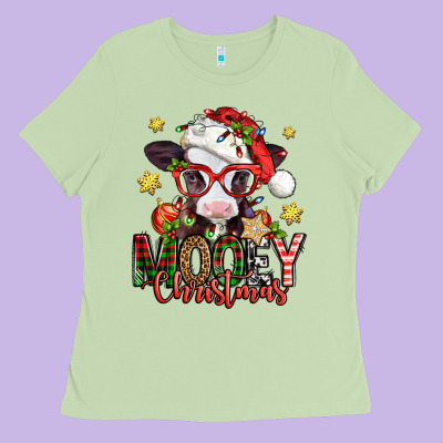 Mooey Christmas Baby Calf Ladies Tee Designed By Jasminsmagicworld