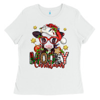 White mooey christmas baby calf Ladies Tee - Jasminsmagicworld