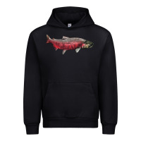Black Chinook Salmon Fish Illustrations Urban Hoodie - LillyAllenDesigns